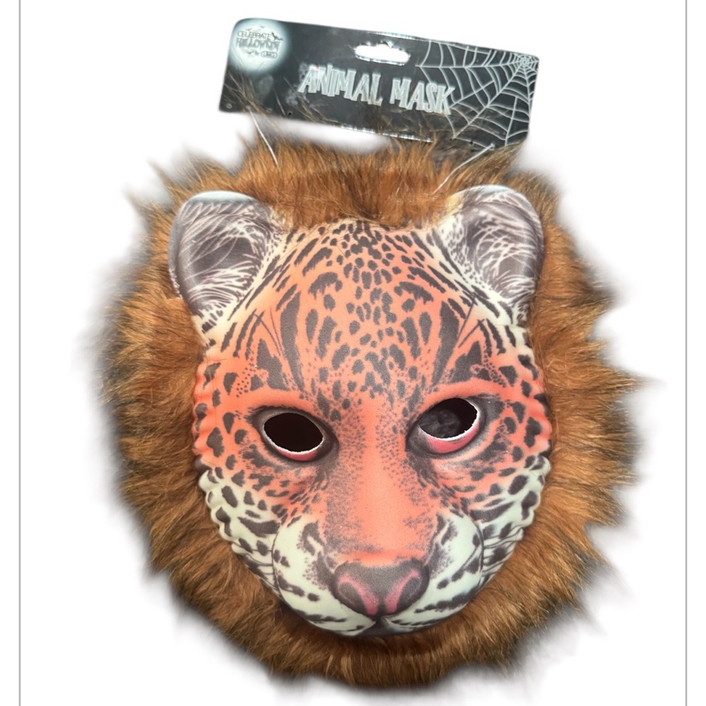 Leopard Halloween costume mask with hair one size